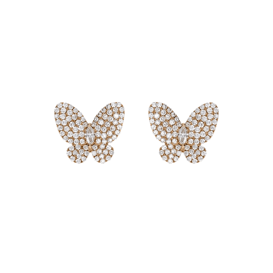 Butterfly Diamond Pavé Rose Gold Earrings