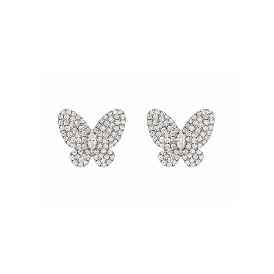 Butterfly Diamond Pavé White Gold Earrings - DEDMS04818