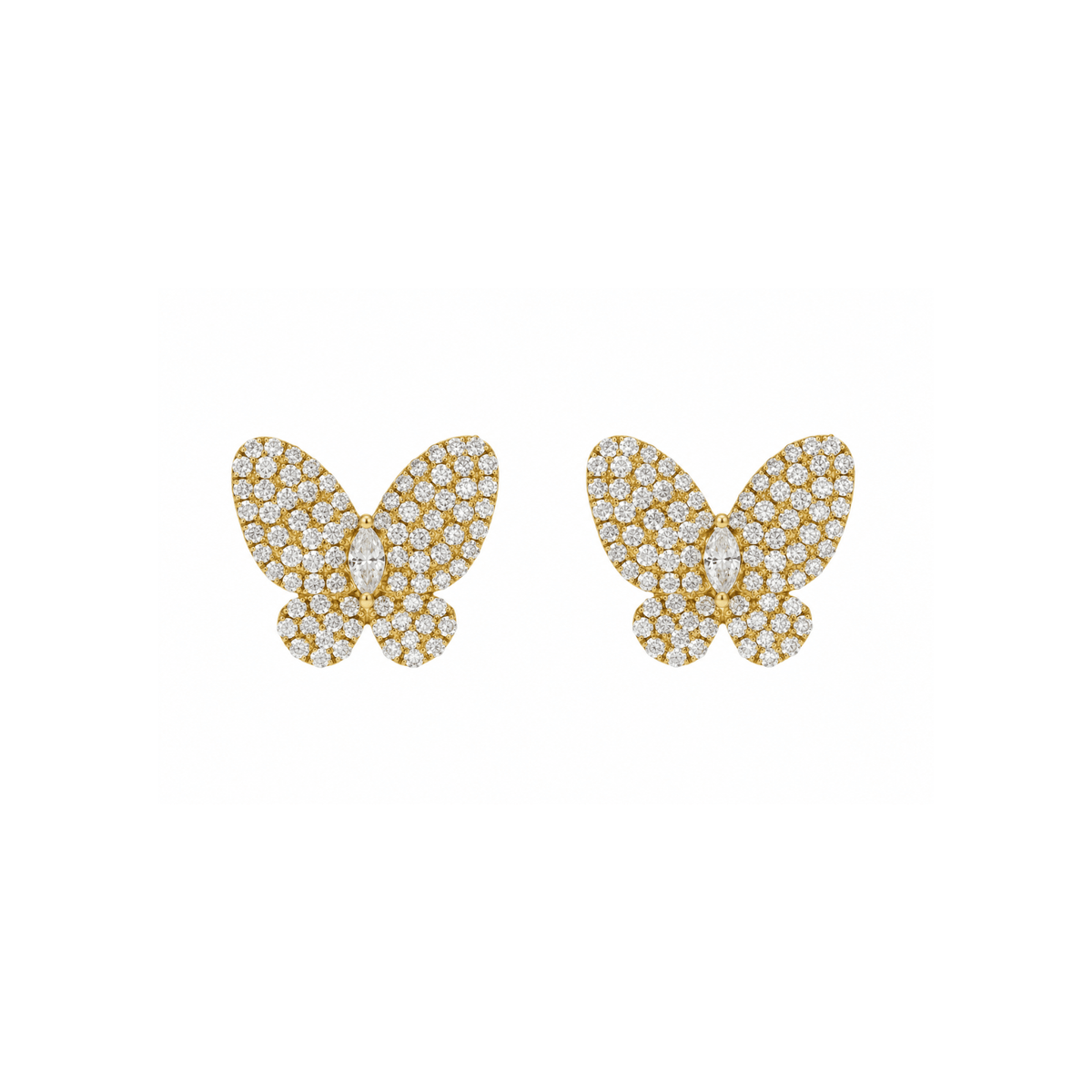 Butterfly Diamond Pavé Yellow Gold Earrings - DEDMS04827