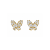 Butterfly Diamond Pavé Yellow Gold Earrings-Butterfly Diamond Pavé Yellow Gold Earrings - DEDMS04827