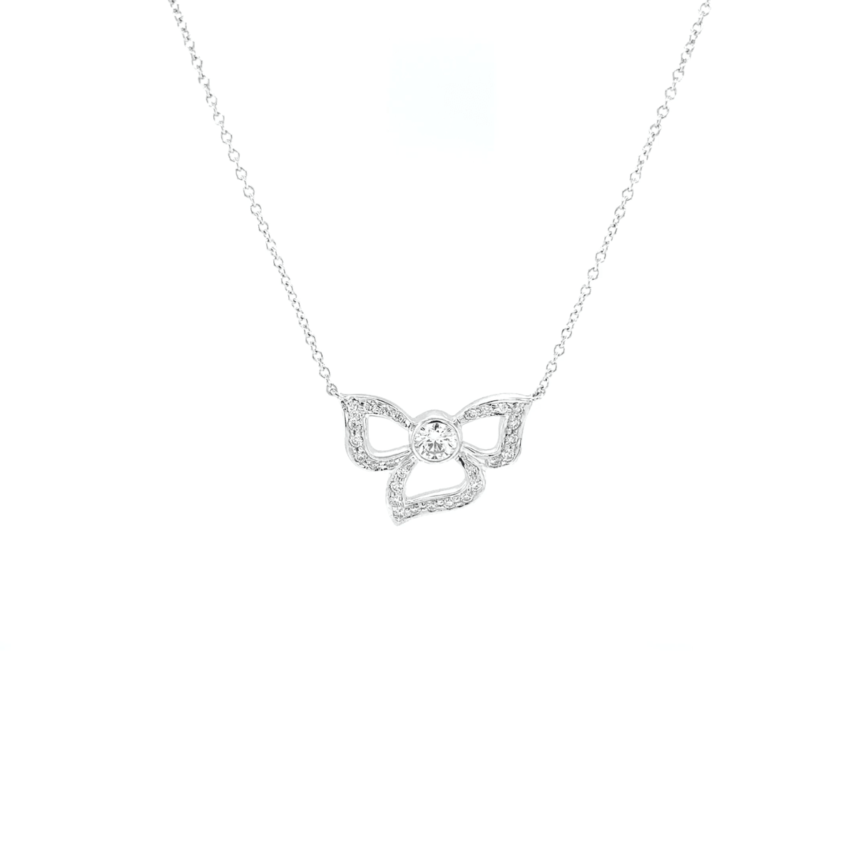 Carelle diamond flower pendant and chain