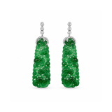 Carved Jade Diamond Drop Earrings-Carved Jade Diamond Drop Earrings