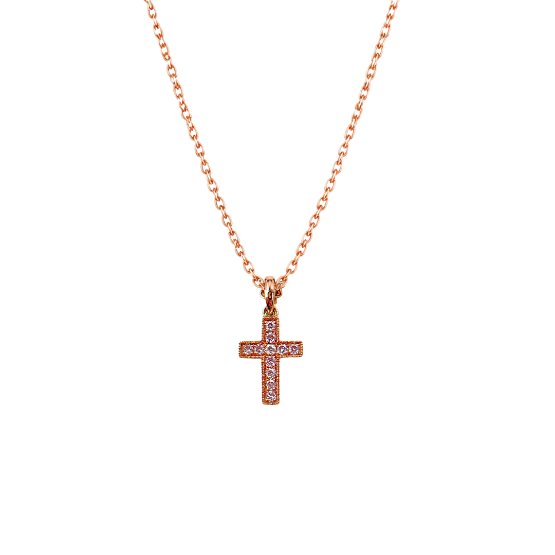 Pink Diamond Cross Necklace