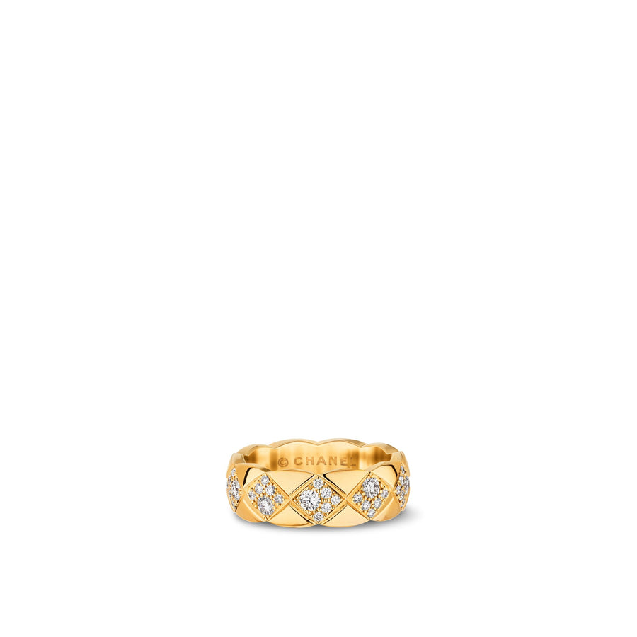 CHANEL Coco Crush Ring in 18 karat yellow gold with diamonds totaling 0.85 carat weight.