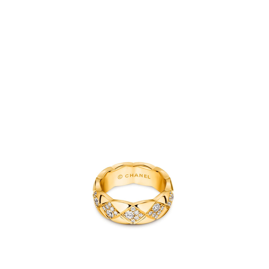 CHANEL Coco Crush Ring in 18 karat yellow gold with diamonds totaling 0.85 carat weight.
