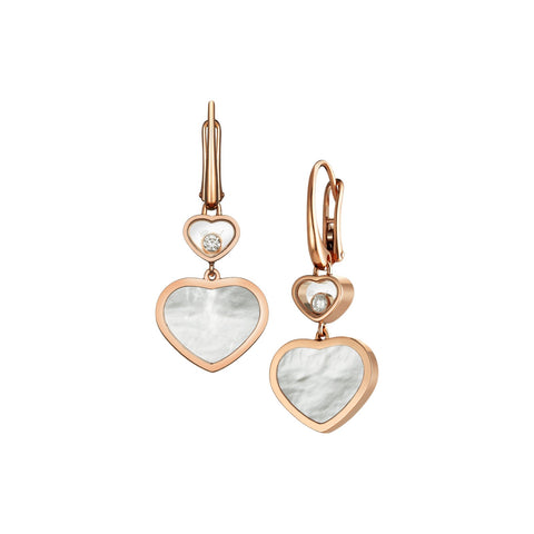 Chopard Happy Hearts Earrings-Chopard Happy Hearts Earrings - 837482-0310 - Chopard Happy Hearts Earrings in 18 karat rose gold with mother-of-pearl and moving diamonds.