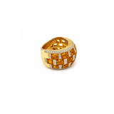 Citrine and Diamond Lattice Dome Cocktail Ring-Citrine and Diamond Lattice Dome Cocktail Ring