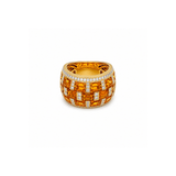 Citrine and Diamond Lattice Dome Cocktail Ring-Citrine and Diamond Lattice Dome Cocktail Ring