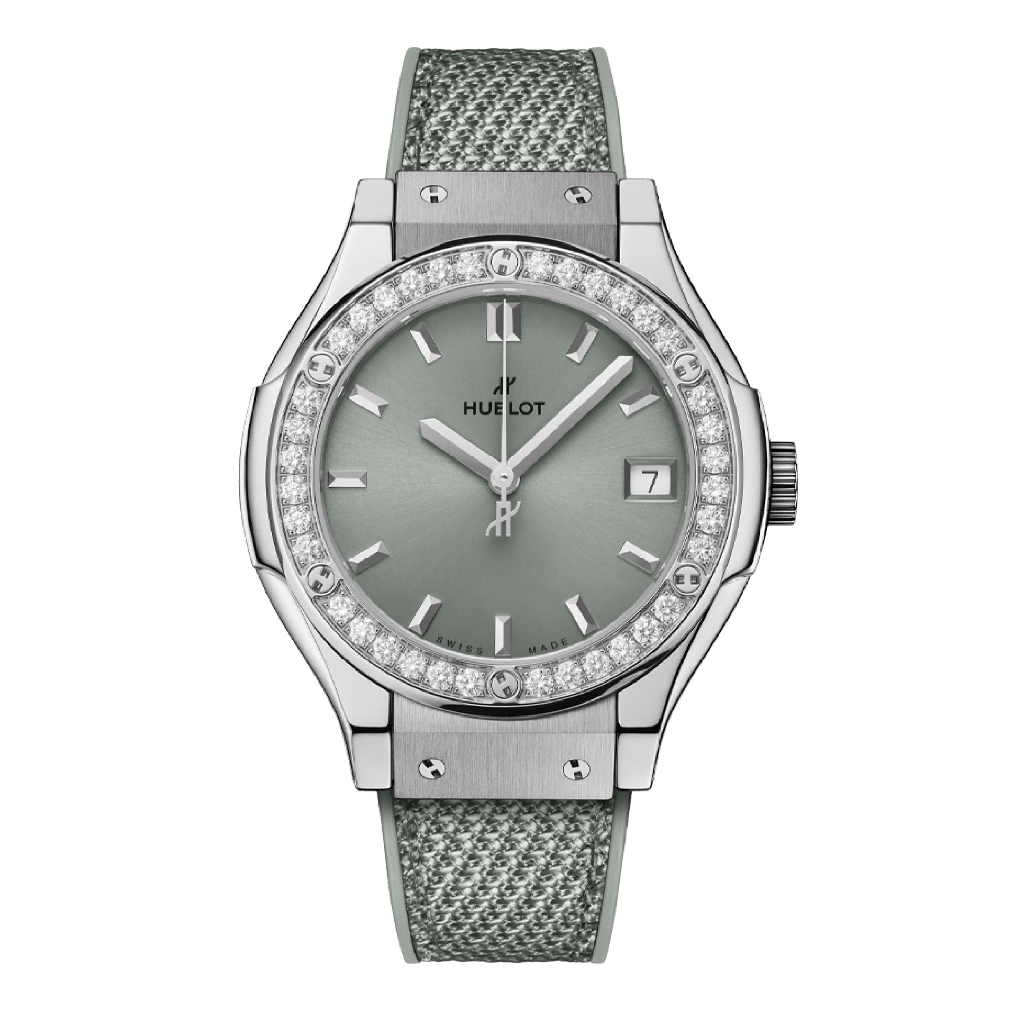 Hublot Classic Fusion Titanium Sage Green Diamonds 33mm 581.NX