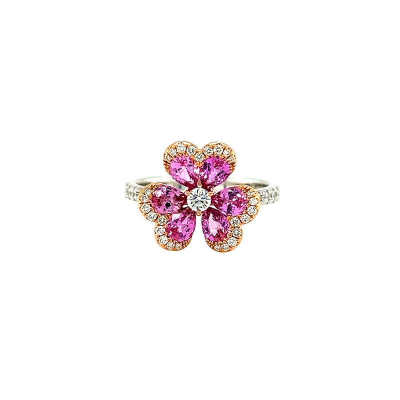 Clover Pink Sapphire Diamond Ring-Clover Pink Sapphire Diamond Ring - SRTIJ02268