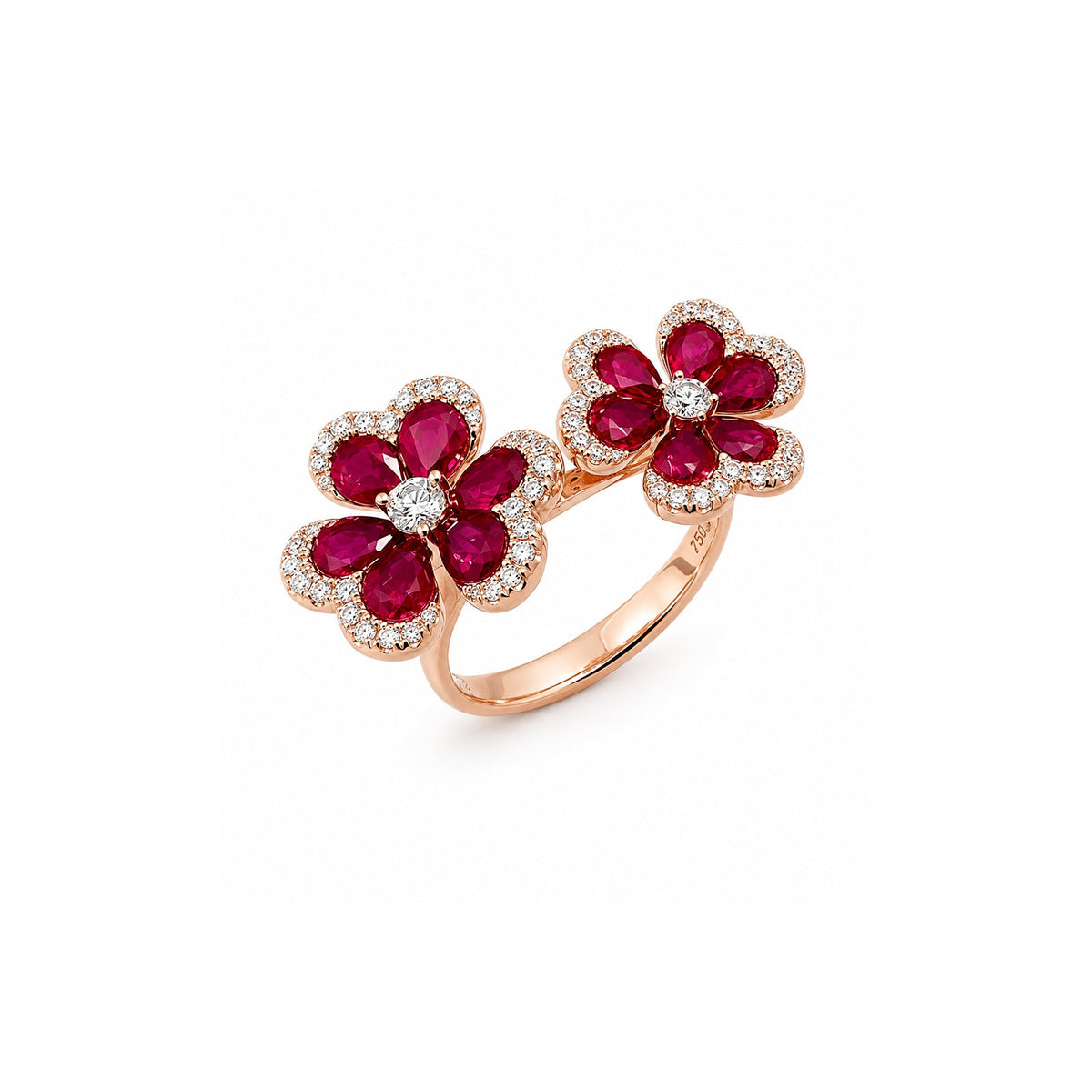 Clover Ruby Diamond Ring