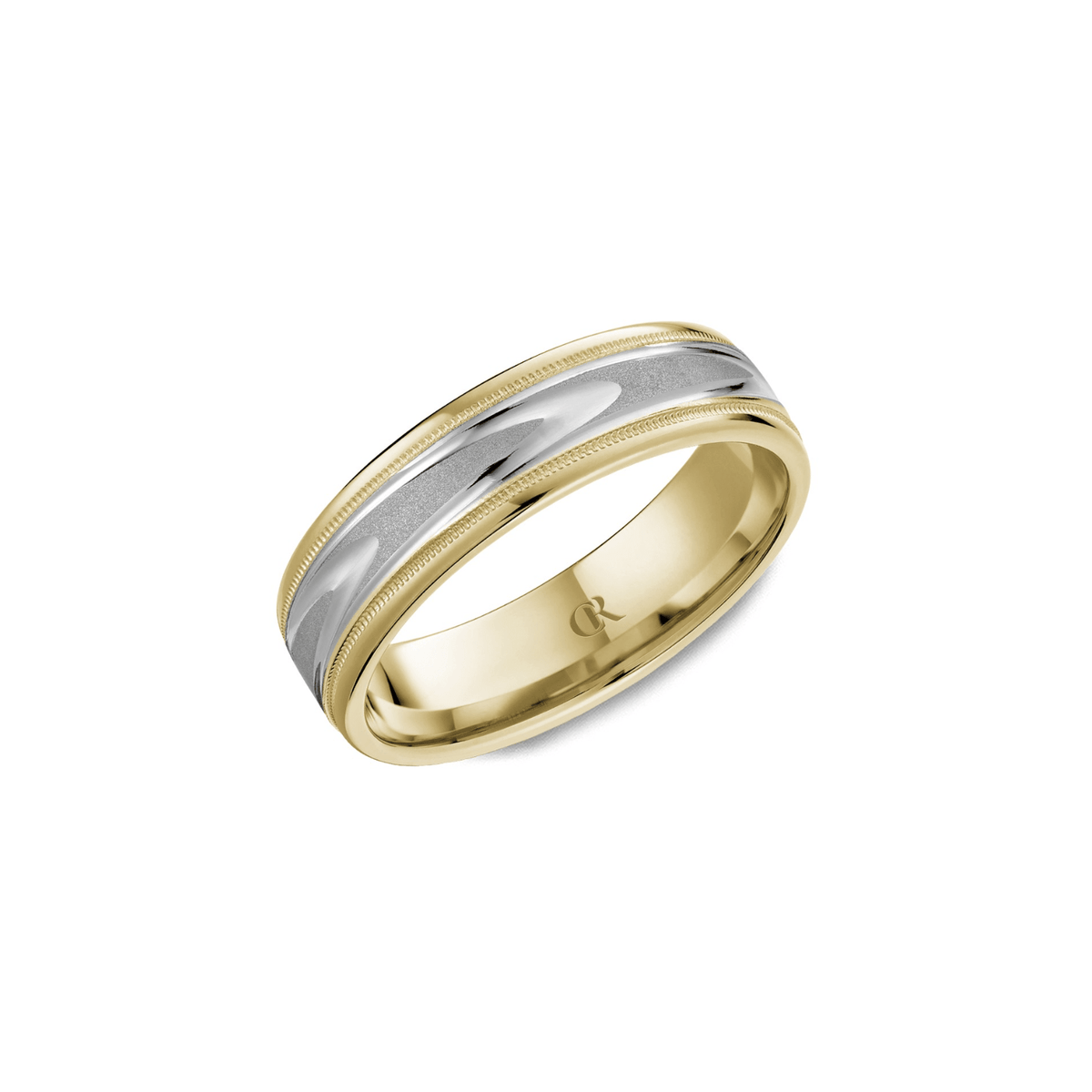 Crown Ring Two Tone Gold Band - CR-020-R-614KW&Y-SB