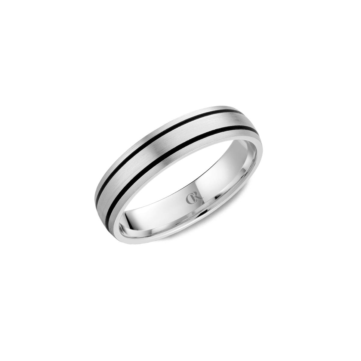 Crown Ring White Gold Band - CR-008-R514KB&W-SP