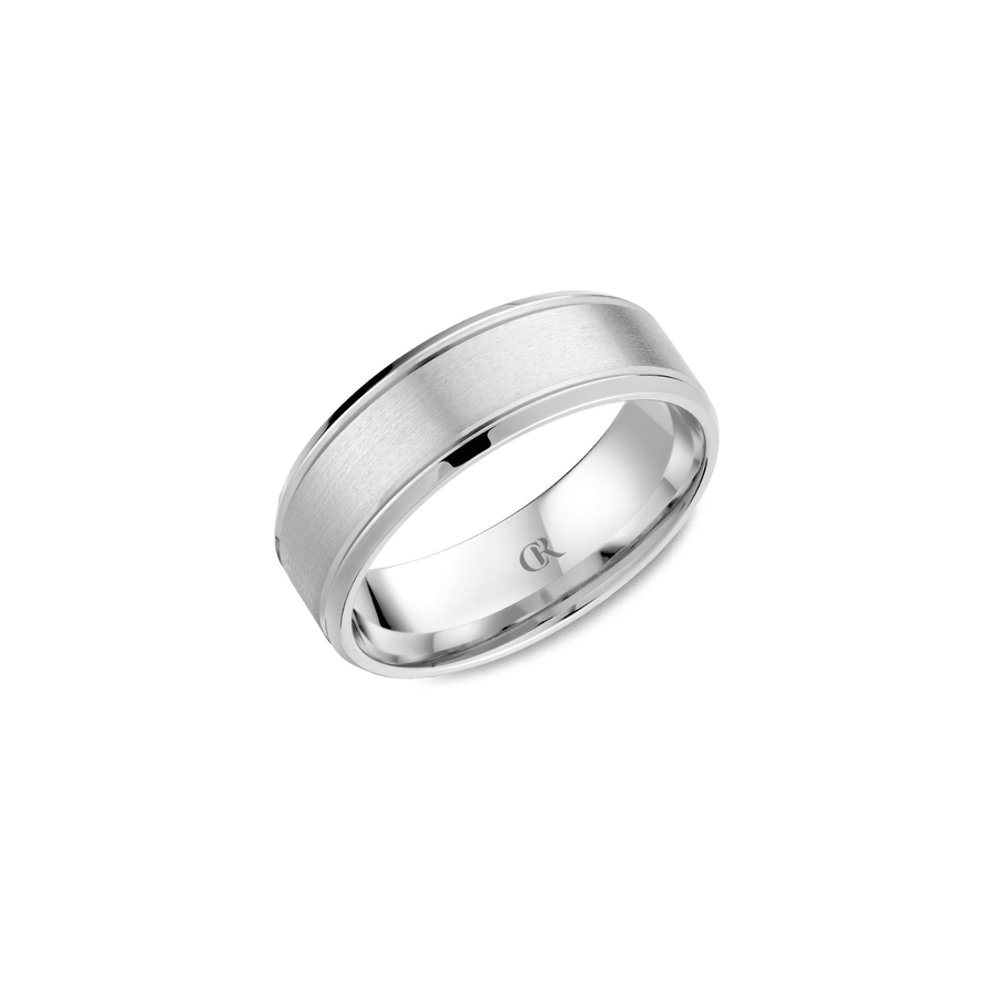 Crown Ring White Gold Band - CR-027-R-714KW-SP