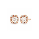 Cushion Cut Diamond Halo Stud Earrings-Diamond Halo Stud Earrings