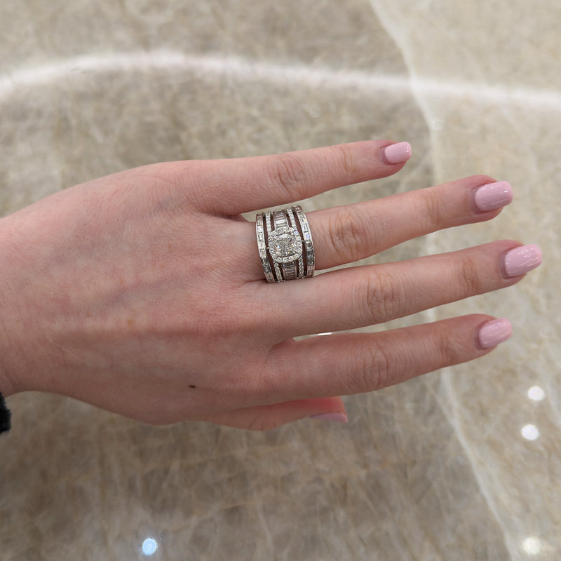 Cushion Cut Diamond Wide Ring-Cushion Cut Diamond Wide Ring - DRUJD00331