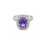 Cushion Cut Lavendar Spinel Diamond Halo Ring-Cushion Cut Lavendar Spinel Diamond Halo Ring
