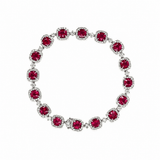 Cushion Cut Ruby Diamond Halo Line Bracelet-Cushion Cut Ruby Diamond Halo Line Bracelet