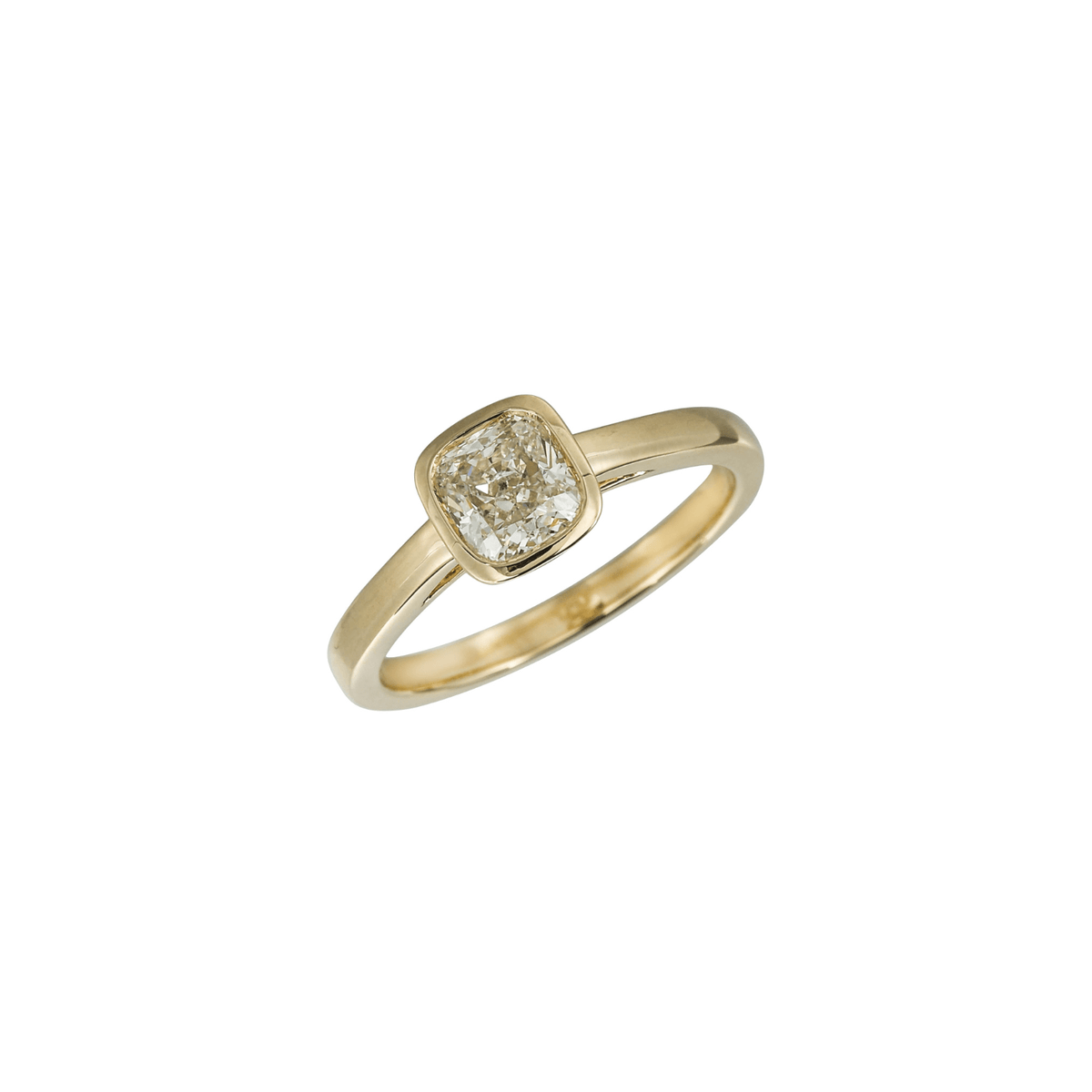 Cushion Diamond Bezel-set 18K Ring