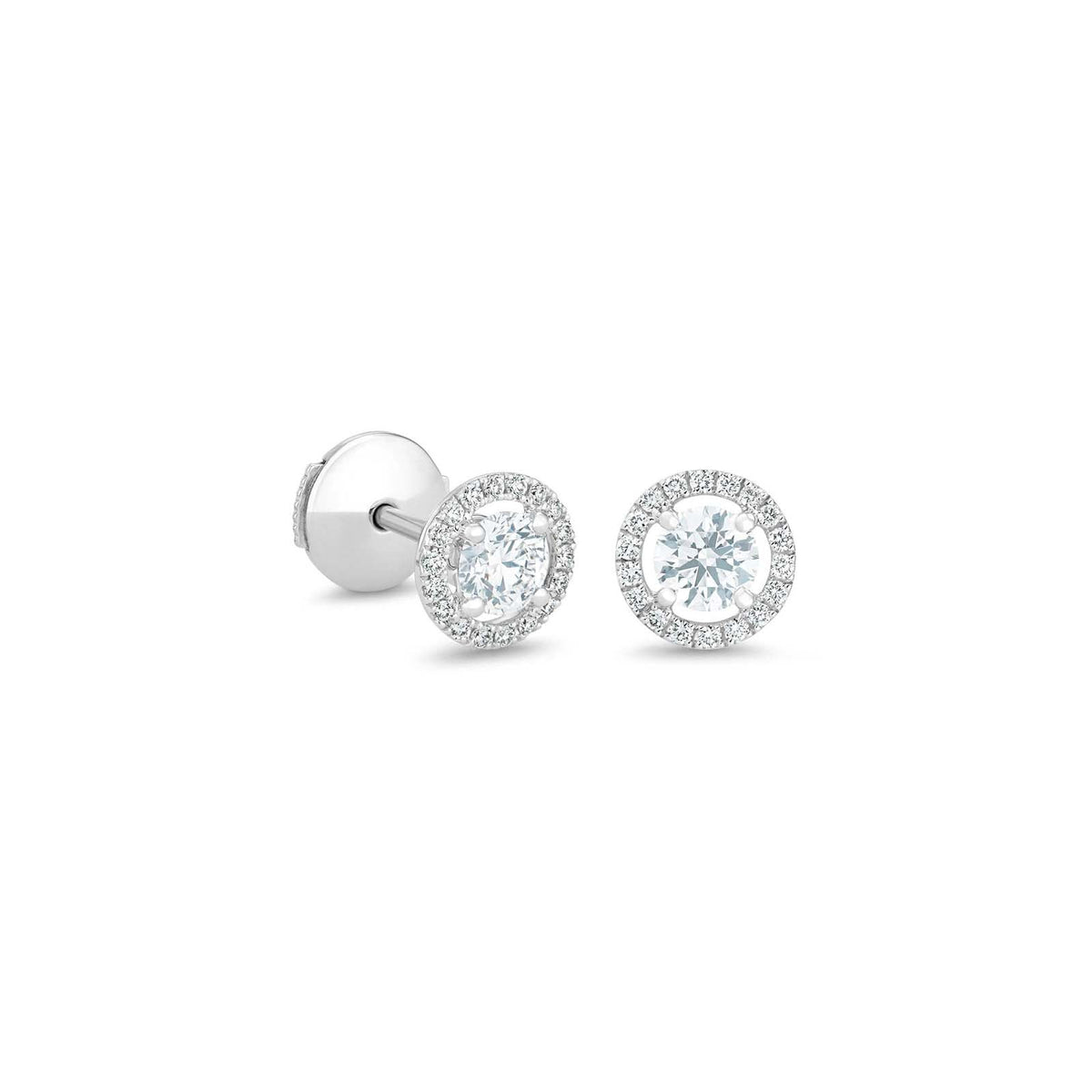 De Beers Aura Round Brilliant Diamond Stud Earrings - E102190