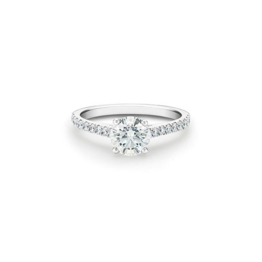De Beers Classic Pavé Round Brilliant Diamond Ring - J1EX02B05P52