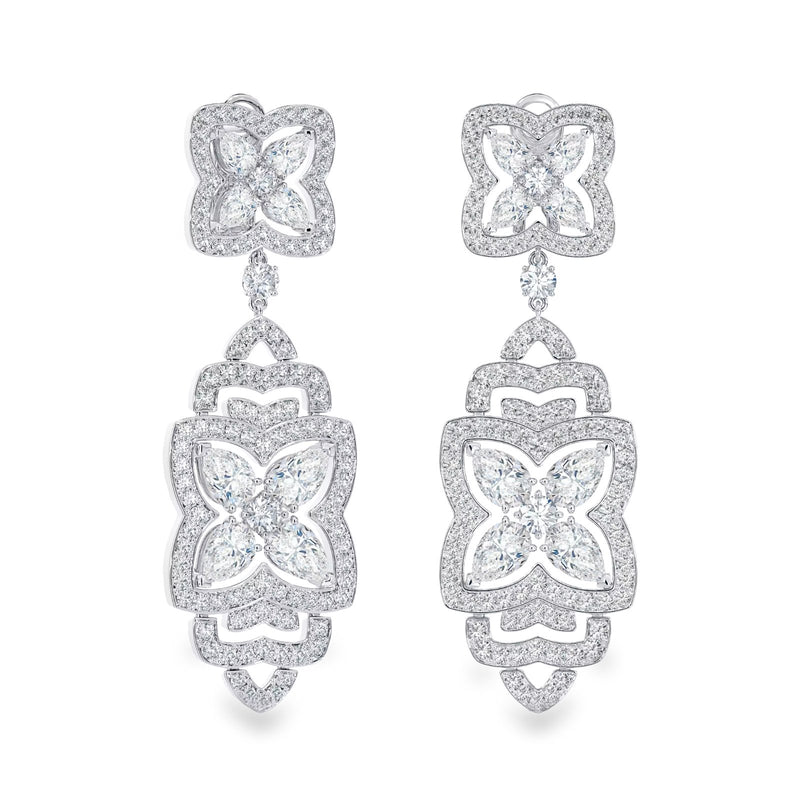 De Beers Enchanted Lotus Drop Earrings-De Beers Enchanted Lotus Drop Earrings - E103386