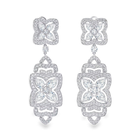 De Beers Enchanted Lotus Drop Earrings-De Beers Enchanted Lotus Drop Earrings - E103386