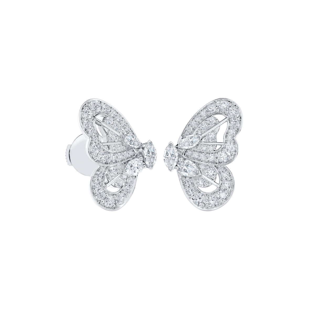 De Beers Portraits of Nature Butterfly Earrings in White Gold E10349800A000