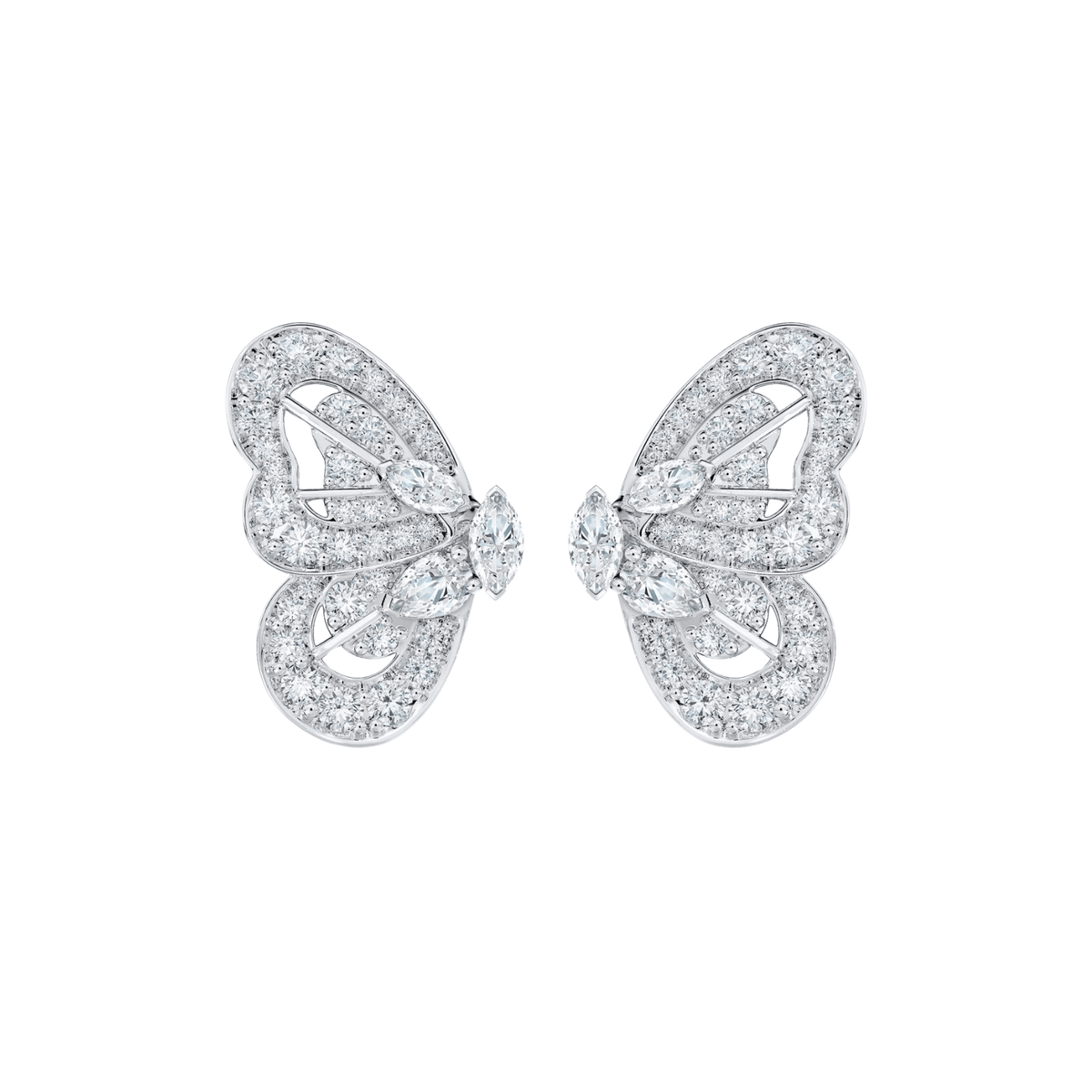 De Beers Portraits of Nature Butterfly Earrings in White Gold E10349800A000