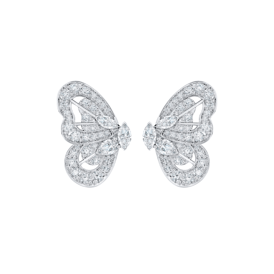 De Beers Portraits of Nature Butterfly Earrings in White Gold E10349800A000