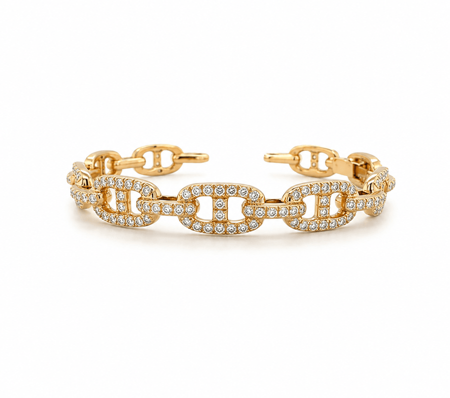 18 karat rose gold diamond bangle. Diamonds totaling 2.36 carats.