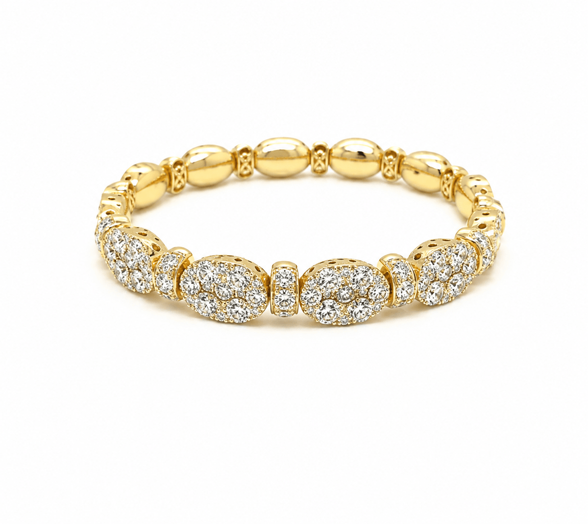 Diamond Bangle in 18 karat yellow gold with diamonds totaling 5.64 carats. 1