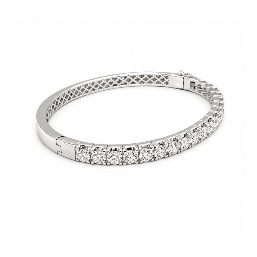 18 karat white gold diamond bangle.