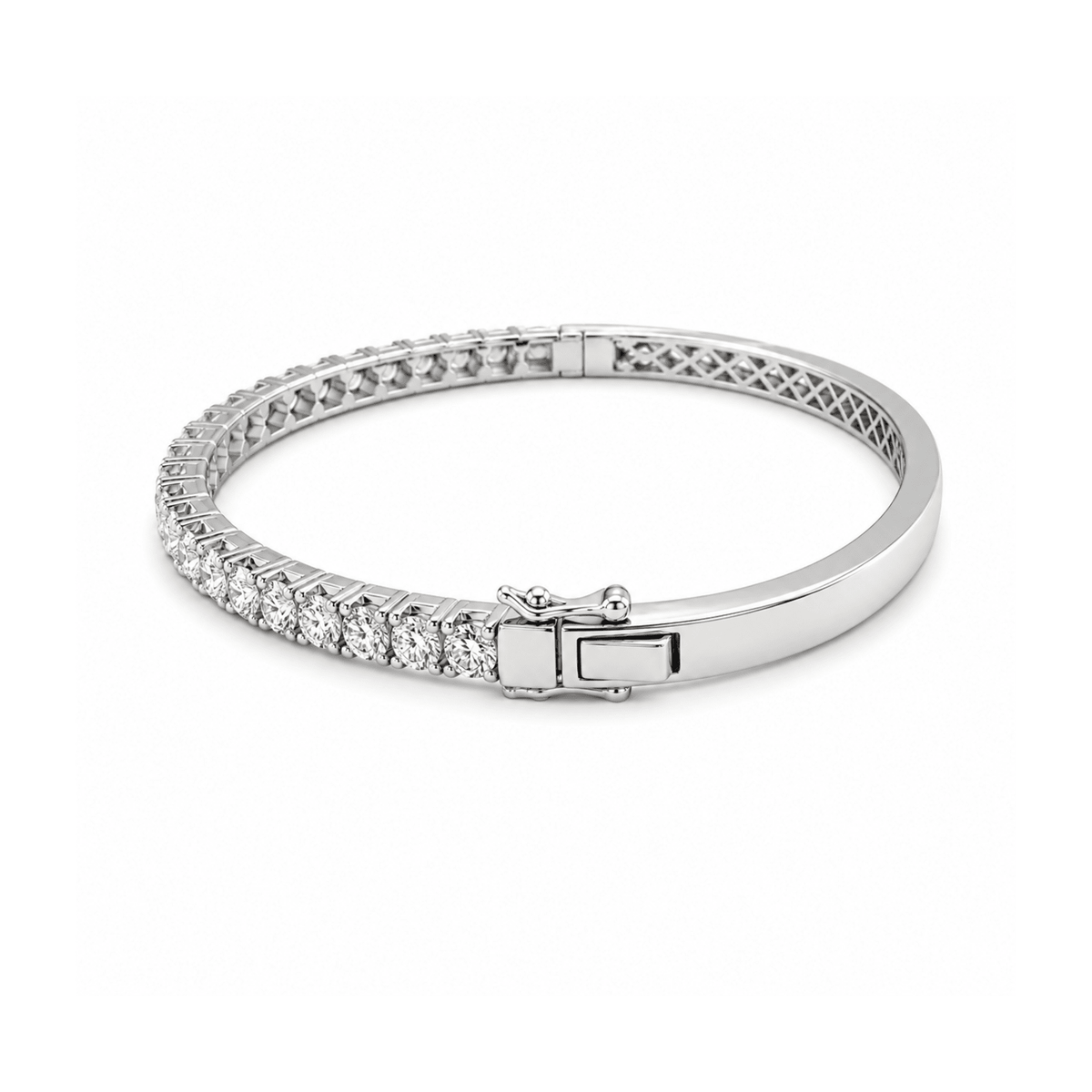 18 karat white gold diamond bangle.