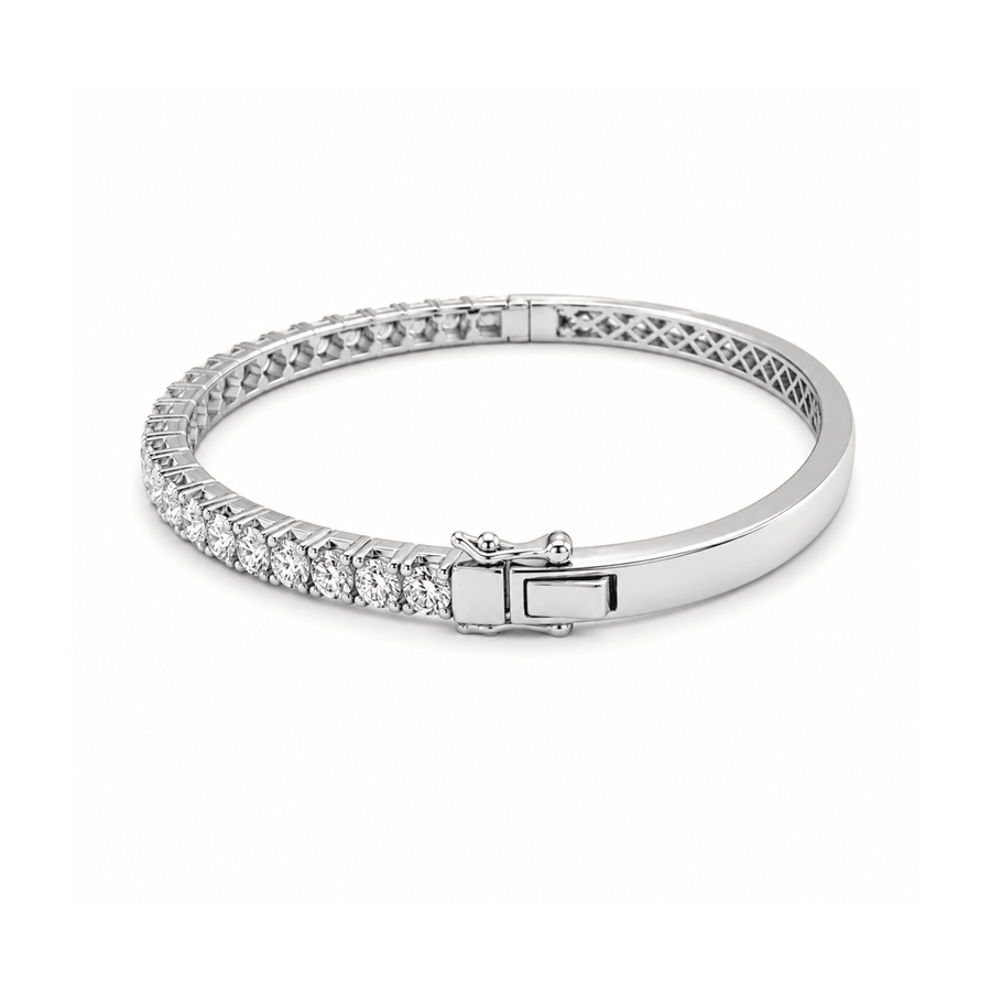 18 karat white gold diamond bangle.