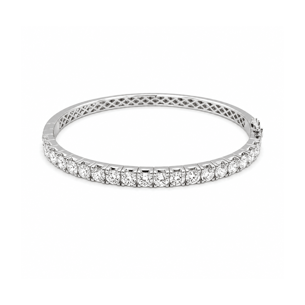 18 karat white gold diamond bangle.