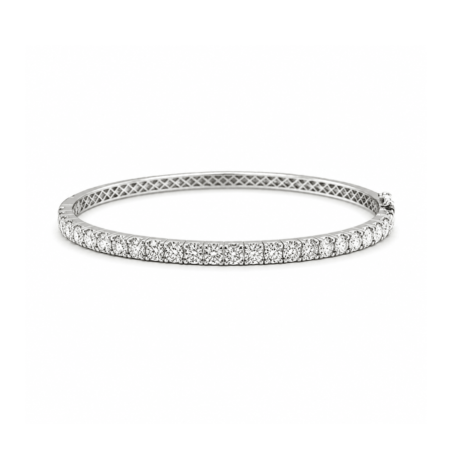 18 karat white gold diamond bangle.