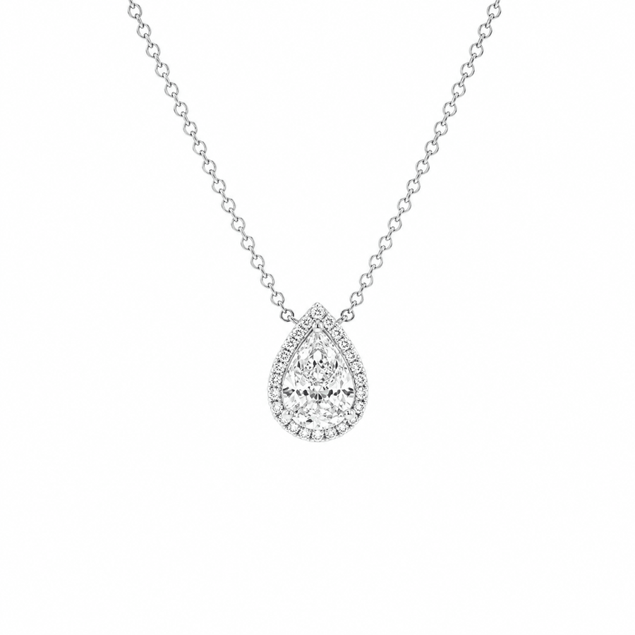 Diamond Cluster Teardrop Halo Necklace
