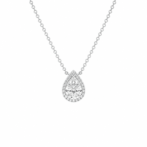 Diamond Cluster Teardrop Halo Necklace-Diamond Cluster Teardrop Halo Necklace