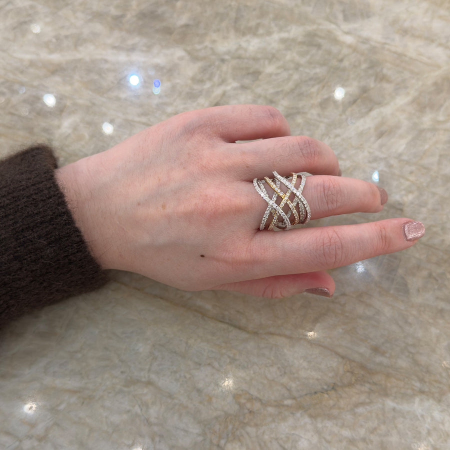 Diamond Criss Cross Ring - DRCOL00125