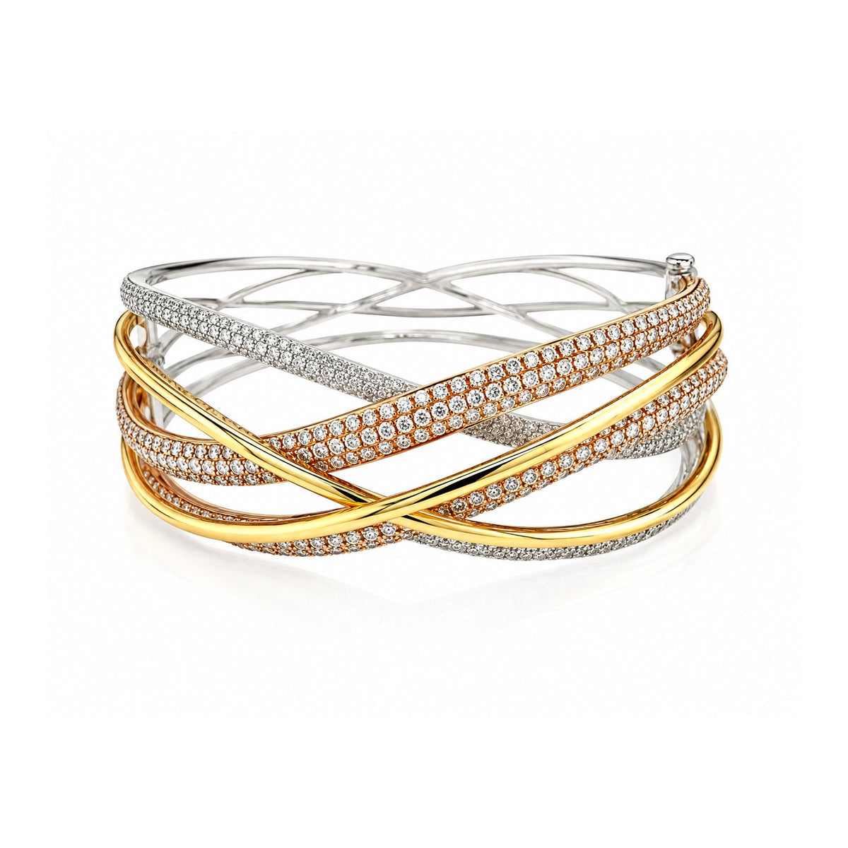 Diamond Criss Cross Wide Cuff Bangle