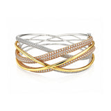 Diamond Criss Cross Wide Cuff Bangle-Diamond Criss Cross Wide Cuff Bangle