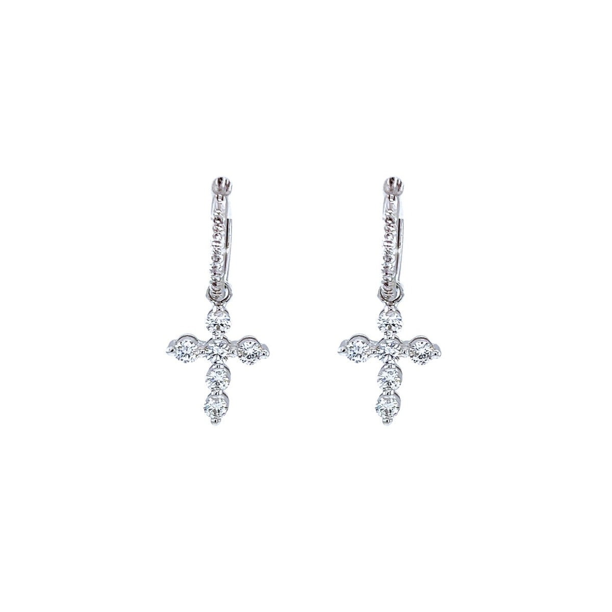 Diamond Cross Hoop Earrings - DETIJ00372
