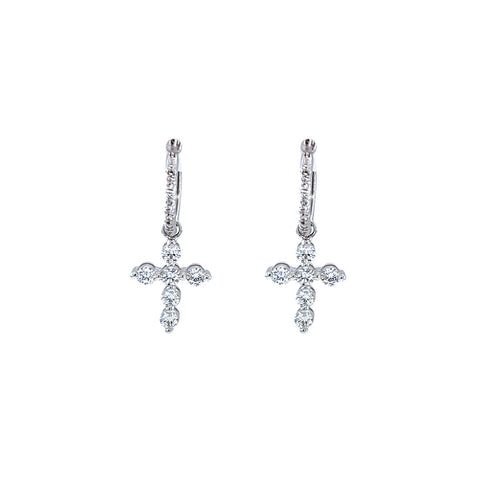 Diamond Cross Hoop Earrings-Diamond Cross Hoop Earrings - DETIJ00372