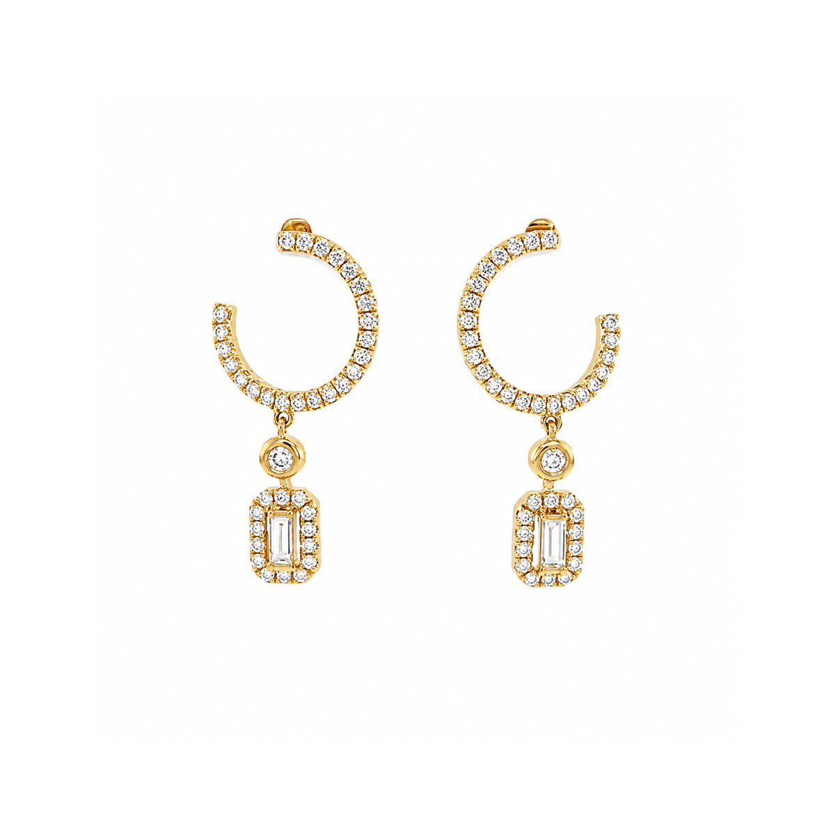 diamond drop earrings 18k yellow gold 