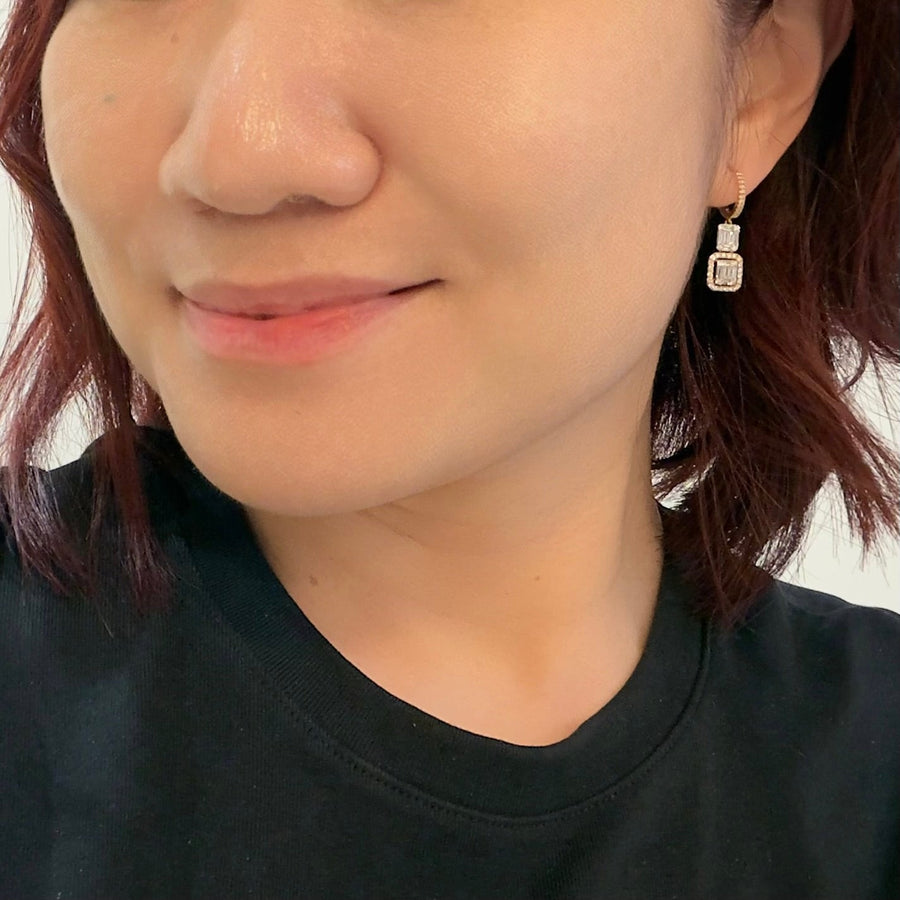 18 karat rose gold diamond earrings