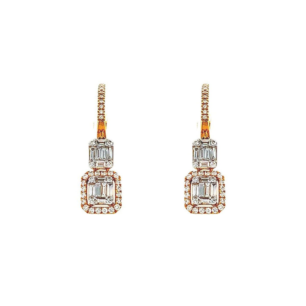18 karat rose gold diamond earrings