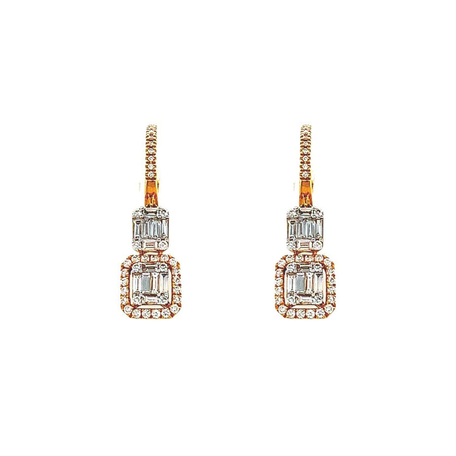 18 karat rose gold diamond earrings
