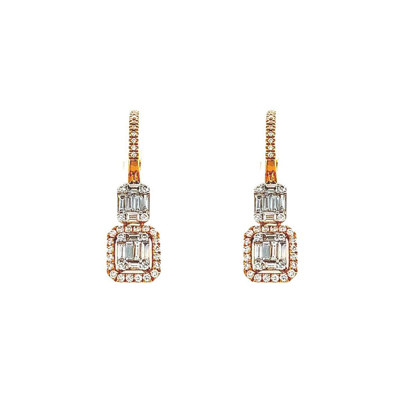 Diamond Earrings-18 karat rose gold diamond earrings