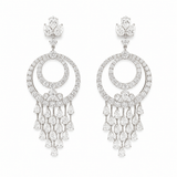 Diamond Earrings-18 karat white gold diamond chandelier earrings
